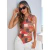 image:imagePRETTYGARDEN Going Out Tops for Women Floral Mesh Y2K Shirt 2026 Summer One Shoulder Asymmetrical Spring Vacation ClothesKhaki Leopard