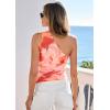 image:imagePRETTYGARDEN Going Out Tops for Women Floral Mesh Y2K Shirt 2026 Summer One Shoulder Asymmetrical Spring Vacation ClothesOrange Watercolor