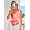 image:imagePRETTYGARDEN Going Out Tops for Women Floral Mesh Y2K Shirt 2026 Summer One Shoulder Asymmetrical Spring Vacation ClothesOrange Watercolor