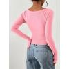 image:imagePRETTYGARDEN Long Sleeve Shirts for Women 2026 Fall Ruched Sides Boat Neck Basic Tee Casual Fitted Ribbed Knit Crop TopsLight Pink