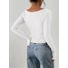image:imagePRETTYGARDEN Long Sleeve Shirts for Women 2026 Fall Ruched Sides Boat Neck Basic Tee Casual Fitted Ribbed Knit Crop TopsWhite