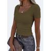 image:imagePRETTYGARDEN Scoop Neck Tops for Women 2026 Summer Basic Tees Trendy Short Sleeve Shirts Spring Casual Fitted Ribbed TopsArmy Green