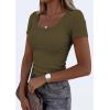 image:imagePRETTYGARDEN Scoop Neck Tops for Women 2026 Summer Basic Tees Trendy Short Sleeve Shirts Spring Casual Fitted Ribbed TopsArmy Green
