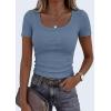 image:imagePRETTYGARDEN Scoop Neck Tops for Women 2026 Summer Basic Tees Trendy Short Sleeve Shirts Spring Casual Fitted Ribbed TopsBlue Grey