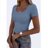 image:imagePRETTYGARDEN Scoop Neck Tops for Women 2026 Summer Basic Tees Trendy Short Sleeve Shirts Spring Casual Fitted Ribbed TopsBlue Grey