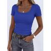 image:imagePRETTYGARDEN Scoop Neck Tops for Women 2026 Summer Basic Tees Trendy Short Sleeve Shirts Spring Casual Fitted Ribbed TopsBrilliant Blue