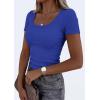 image:imagePRETTYGARDEN Scoop Neck Tops for Women 2026 Summer Basic Tees Trendy Short Sleeve Shirts Spring Casual Fitted Ribbed TopsBrilliant Blue