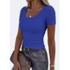 image:imagePRETTYGARDEN Scoop Neck Tops for Women 2026 Summer Basic Tees Trendy Short Sleeve Shirts Spring Casual Fitted Ribbed TopsBrilliant Blue