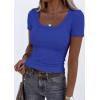 image:imagePRETTYGARDEN Scoop Neck Tops for Women 2026 Summer Basic Tees Trendy Short Sleeve Shirts Spring Casual Fitted Ribbed TopsBrilliant Blue