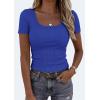 image:imagePRETTYGARDEN Scoop Neck Tops for Women 2026 Summer Basic Tees Trendy Short Sleeve Shirts Spring Casual Fitted Ribbed TopsBrilliant Blue