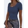 image:imagePRETTYGARDEN Scoop Neck Tops for Women 2026 Summer Basic Tees Trendy Short Sleeve Shirts Spring Casual Fitted Ribbed TopsDark Blue