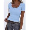 image:imagePRETTYGARDEN Scoop Neck Tops for Women 2026 Summer Basic Tees Trendy Short Sleeve Shirts Spring Casual Fitted Ribbed TopsLight Blue