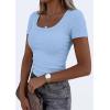 image:imagePRETTYGARDEN Scoop Neck Tops for Women 2026 Summer Basic Tees Trendy Short Sleeve Shirts Spring Casual Fitted Ribbed TopsLight Blue