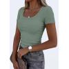 image:imagePRETTYGARDEN Scoop Neck Tops for Women 2026 Summer Basic Tees Trendy Short Sleeve Shirts Spring Casual Fitted Ribbed TopsSage Green