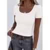 image:imagePRETTYGARDEN Scoop Neck Tops for Women 2026 Summer Basic Tees Trendy Short Sleeve Shirts Spring Casual Fitted Ribbed TopsWhite
