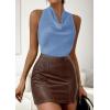 image:imagePRETTYGARDEN Silk Satin Halter Tops for Women Summer 2026 Cowl Neck Tie Back Going Out Sleeveless Business Casual Tank TopBlue