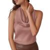 image:imagePRETTYGARDEN Silk Satin Halter Tops for Women Summer 2026 Cowl Neck Tie Back Going Out Sleeveless Business Casual Tank TopPink