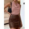 image:imagePRETTYGARDEN Silk Satin Halter Tops for Women Summer 2026 Cowl Neck Tie Back Going Out Sleeveless Business Casual Tank TopPink