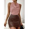 image:imagePRETTYGARDEN Silk Satin Halter Tops for Women Summer 2026 Cowl Neck Tie Back Going Out Sleeveless Business Casual Tank TopPink