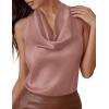 image:imagePRETTYGARDEN Silk Satin Halter Tops for Women Summer 2026 Cowl Neck Tie Back Going Out Sleeveless Business Casual Tank TopPink