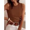 image:imagePRETTYGARDEN Sleeveless Tops for Women 2026 Summer Ribbed Tank Top Fitted Shirts Basic Tees Cute Spring Going Out Y2k ClothesBrown