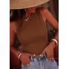 image:imagePRETTYGARDEN Sleeveless Tops for Women 2026 Summer Ribbed Tank Top Fitted Shirts Basic Tees Cute Spring Going Out Y2k ClothesBrown