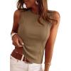 image:imagePRETTYGARDEN Sleeveless Tops for Women 2026 Summer Ribbed Tank Top Fitted Shirts Basic Tees Cute Spring Going Out Y2k ClothesCamel