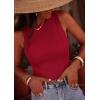 image:imagePRETTYGARDEN Sleeveless Tops for Women 2026 Summer Ribbed Tank Top Fitted Shirts Basic Tees Cute Spring Going Out Y2k ClothesRed