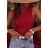image:imagePRETTYGARDEN Sleeveless Tops for Women 2026 Summer Ribbed Tank Top Fitted Shirts Basic Tees Cute Spring Going Out Y2k ClothesRed