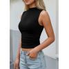 image:imagePRETTYGARDEN Sleeveless Tops for Women Ribbed Mock Neck Tank Top Slim Fitted Ruched Basic Layering Shirts 2026 Summer ClothesBlack