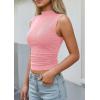 image:imagePRETTYGARDEN Sleeveless Tops for Women Ribbed Mock Neck Tank Top Slim Fitted Ruched Basic Layering Shirts 2026 Summer ClothesPink