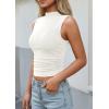 image:imagePRETTYGARDEN Sleeveless Tops for Women Ribbed Mock Neck Tank Top Slim Fitted Ruched Basic Layering Shirts 2026 Summer ClothesWhite