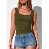 image:imagePRETTYGARDEN Tank Tops for Women 2026 Summer Fitted Sleeveless T Shirts Scoop Neck Cute Basic Tees Spring Going Out TopArmy Green