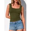 image:imagePRETTYGARDEN Tank Tops for Women 2026 Summer Fitted Sleeveless T Shirts Scoop Neck Cute Basic Tees Spring Going Out TopArmy Green