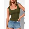 image:imagePRETTYGARDEN Tank Tops for Women 2026 Summer Fitted Sleeveless T Shirts Scoop Neck Cute Basic Tees Spring Going Out TopArmy Green