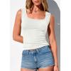 image:imagePRETTYGARDEN Tank Tops for Women 2026 Summer Fitted Sleeveless T Shirts Scoop Neck Cute Basic Tees Spring Going Out TopWhite