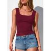 image:imagePRETTYGARDEN Tank Tops for Women 2026 Summer Fitted Sleeveless T Shirts Scoop Neck Cute Basic Tees Spring Going Out TopWine Red