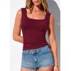 image:imagePRETTYGARDEN Tank Tops for Women 2026 Summer Fitted Sleeveless T Shirts Scoop Neck Cute Basic Tees Spring Going Out TopWine Red