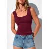 image:imagePRETTYGARDEN Tank Tops for Women 2026 Summer Fitted Sleeveless T Shirts Scoop Neck Cute Basic Tees Spring Going Out TopWine Red