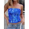 image:imagePRETTYGARDEN Tube Tops for Women 2026 Summer Spring Floral Strapless Going Out Tops Y2K Mesh Cute Beach Vacation ClothesBright Blue