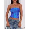 image:imagePRETTYGARDEN Tube Tops for Women 2026 Summer Spring Floral Strapless Going Out Tops Y2K Mesh Cute Beach Vacation ClothesBright Blue
