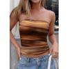 image:imagePRETTYGARDEN Tube Tops for Women 2026 Summer Spring Floral Strapless Going Out Tops Y2K Mesh Cute Beach Vacation ClothesBrown Floral