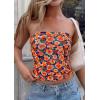 image:imagePRETTYGARDEN Tube Tops for Women 2026 Summer Spring Floral Strapless Going Out Tops Y2K Mesh Cute Beach Vacation ClothesDark Blue Orange Red