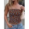 image:imagePRETTYGARDEN Tube Tops for Women 2026 Summer Spring Floral Strapless Going Out Tops Y2K Mesh Cute Beach Vacation ClothesDot Brown Blue