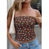 image:imagePRETTYGARDEN Tube Tops for Women 2026 Summer Spring Floral Strapless Going Out Tops Y2K Mesh Cute Beach Vacation ClothesDot Brown Blue