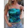 image:imagePRETTYGARDEN Tube Tops for Women 2026 Summer Spring Floral Strapless Going Out Tops Y2K Mesh Cute Beach Vacation ClothesLake Blue