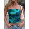 image:imagePRETTYGARDEN Tube Tops for Women 2026 Summer Spring Floral Strapless Going Out Tops Y2K Mesh Cute Beach Vacation ClothesLake Blue