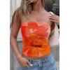 image:imagePRETTYGARDEN Tube Tops for Women 2026 Summer Spring Floral Strapless Going Out Tops Y2K Mesh Cute Beach Vacation ClothesOrange