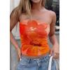 image:imagePRETTYGARDEN Tube Tops for Women 2026 Summer Spring Floral Strapless Going Out Tops Y2K Mesh Cute Beach Vacation ClothesOrange