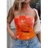 image:imagePRETTYGARDEN Tube Tops for Women 2026 Summer Spring Floral Strapless Going Out Tops Y2K Mesh Cute Beach Vacation ClothesOrange